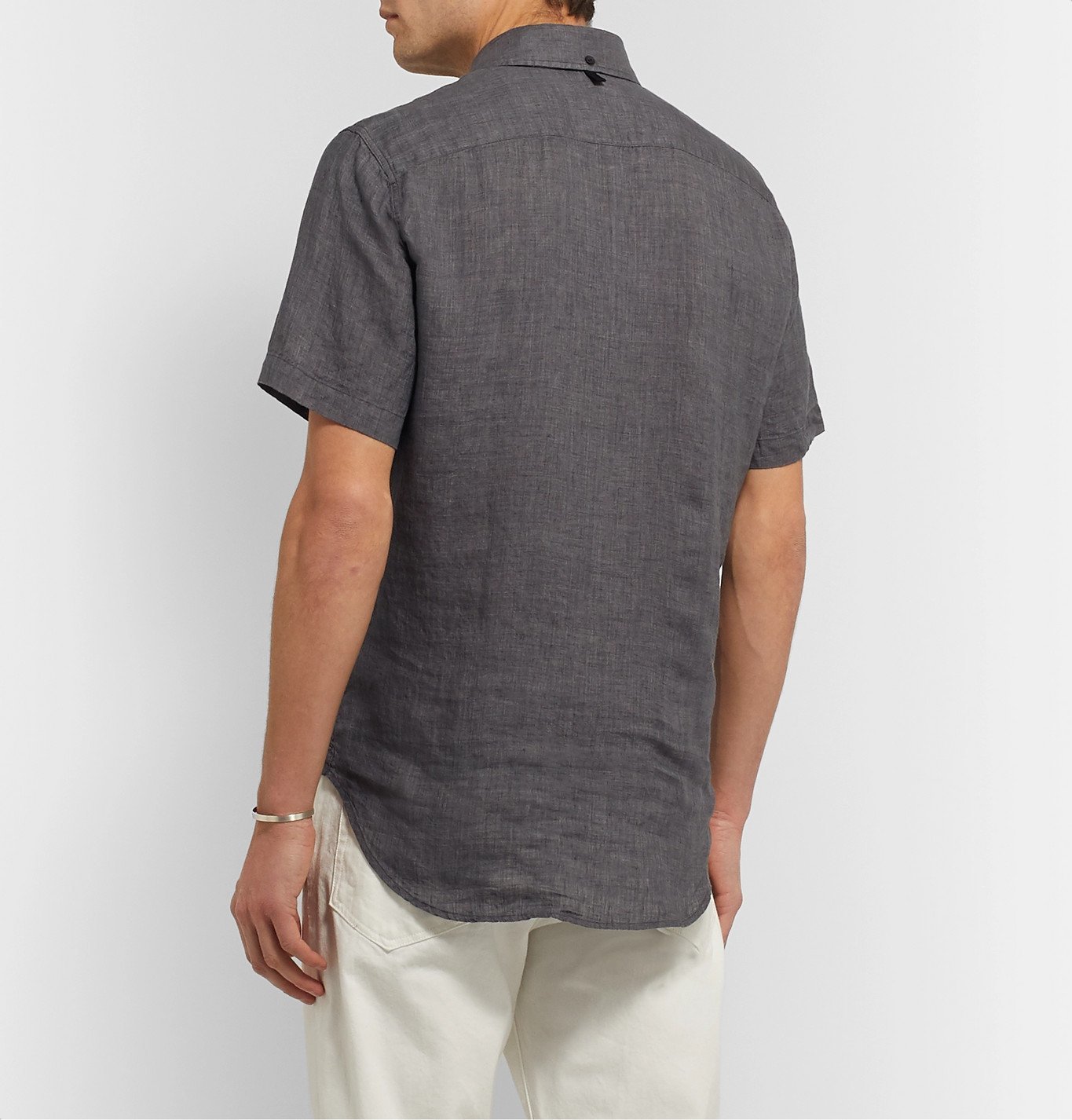 rag & bone - Fit 2 Tomlin Button-Down Collar Linen Shirt - Gray Rag and ...