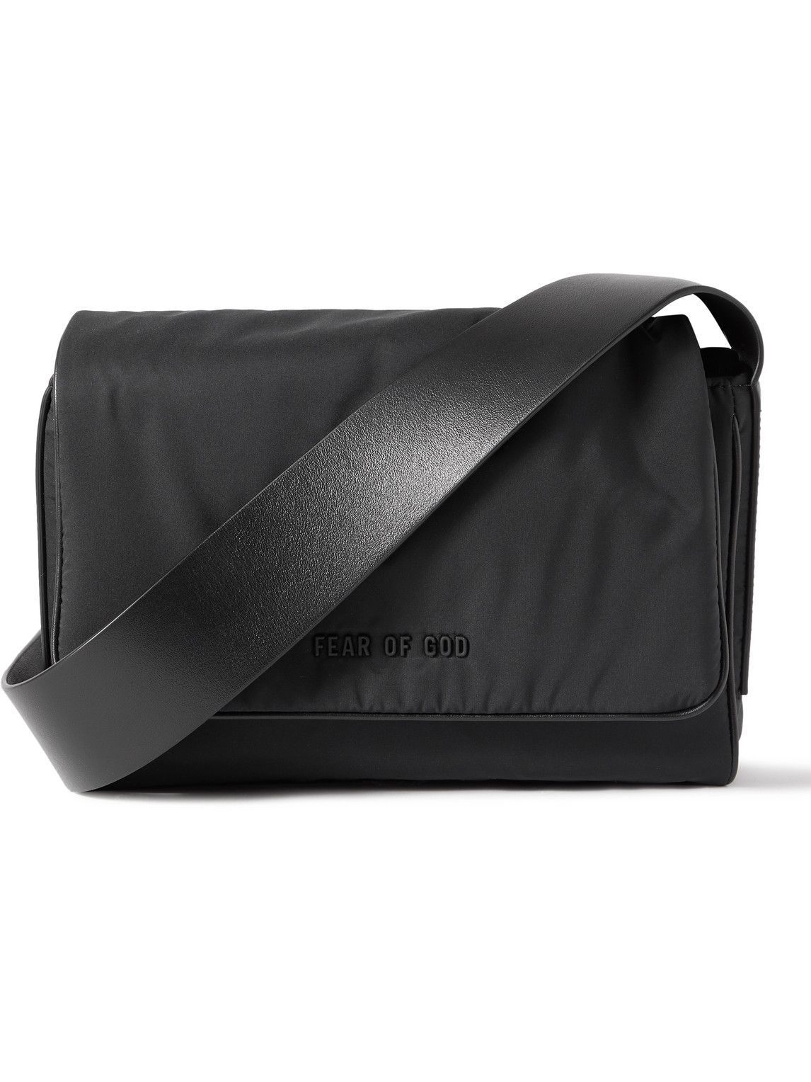 Fear of God - Logo-Appliquéd Leather-Trimmed Shell Messenger Bag Fear ...