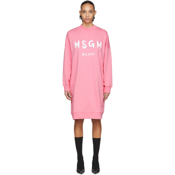 MSGM Pink Artist Logo Sweatshirt Dress MSGM