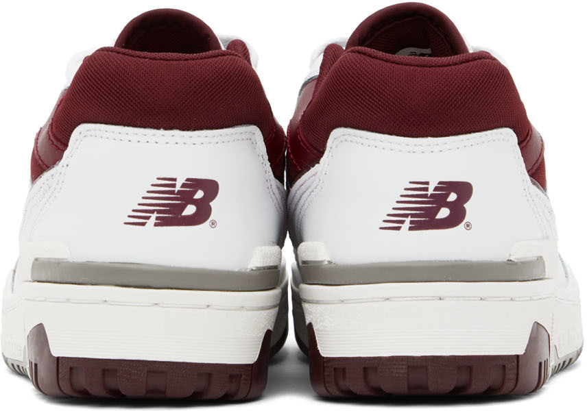 New Balance White & Burgundy 550 Sneakers