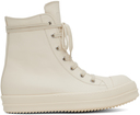 Rick Owens White Leather High Sneakers