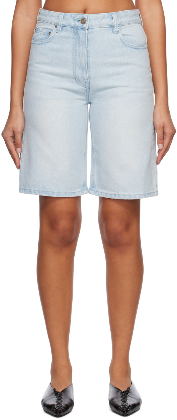 Photo: System Blue Faded Denim Shorts