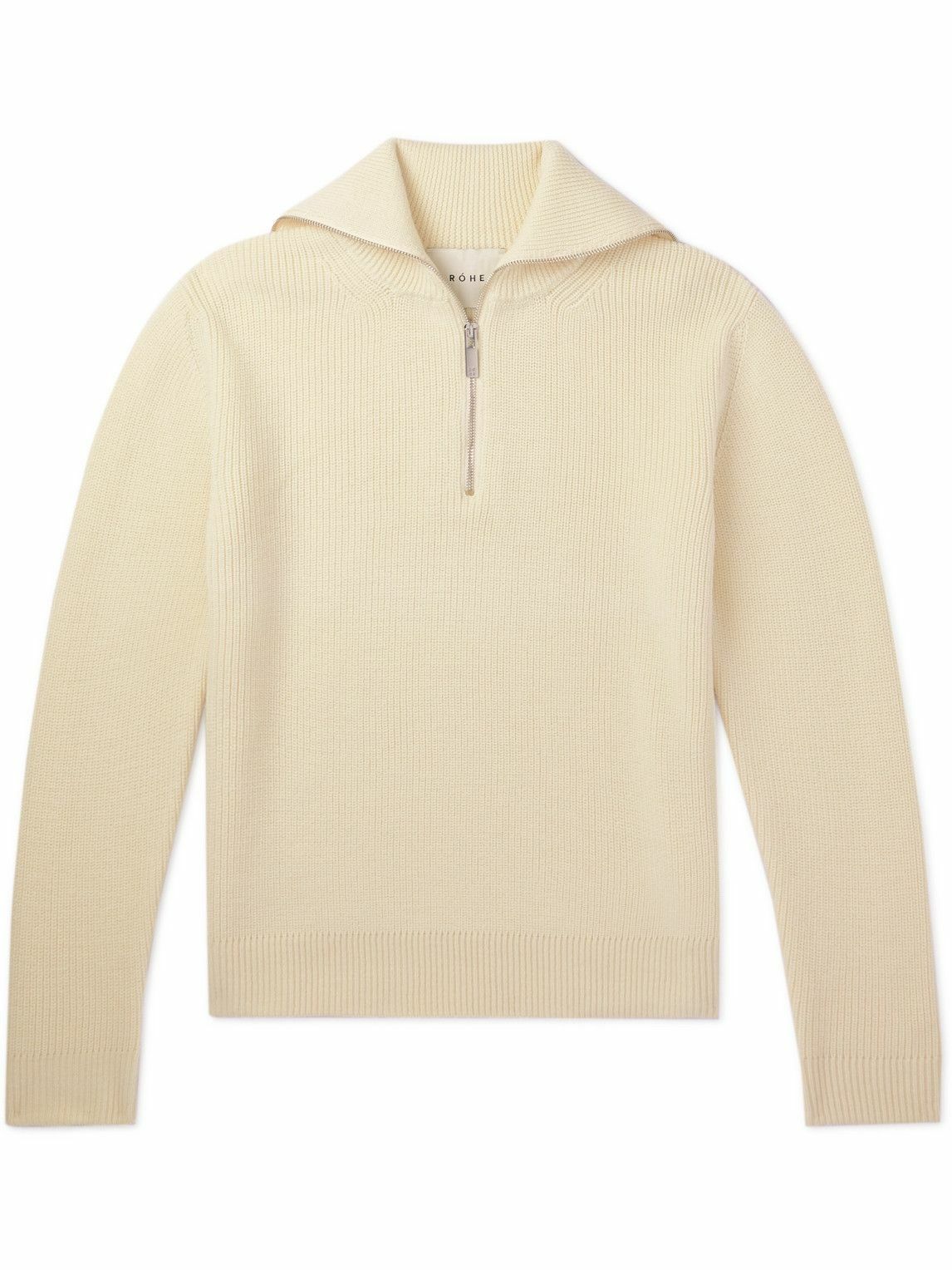 RÓHE - Ribbed Wool Half-Zip Sweater - Neutrals