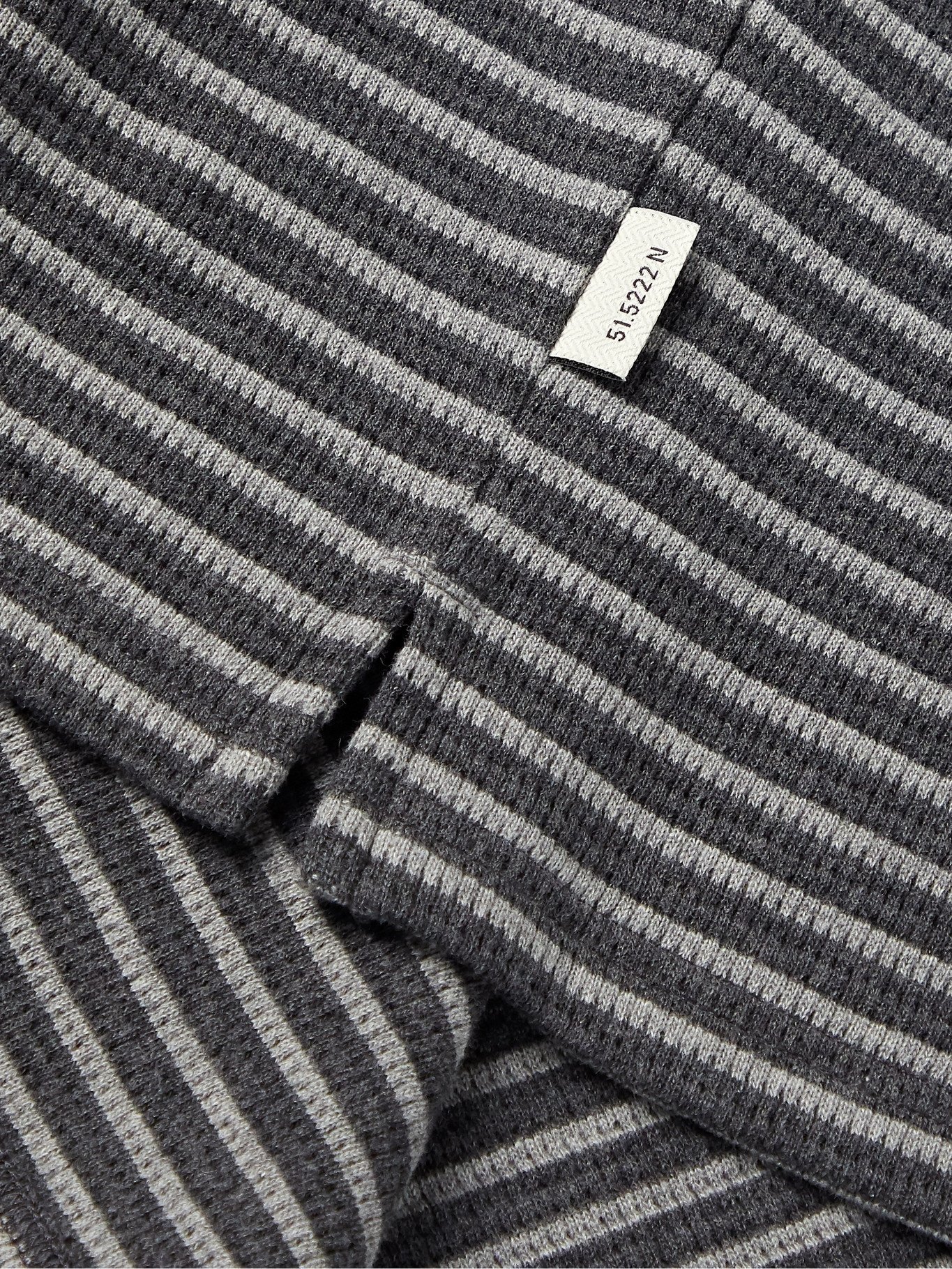 OLIVER SPENCER - Striped Waffle-Knit Organic Cotton-Jersey Sweater - Gray