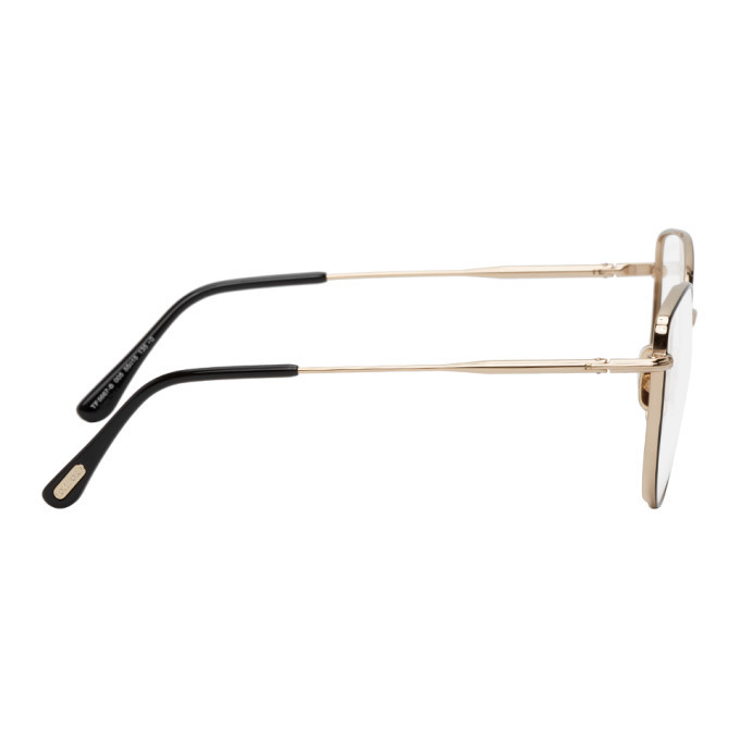 Tom Ford Black and Gold Soft Cat-Eye Glasses TOM FORD