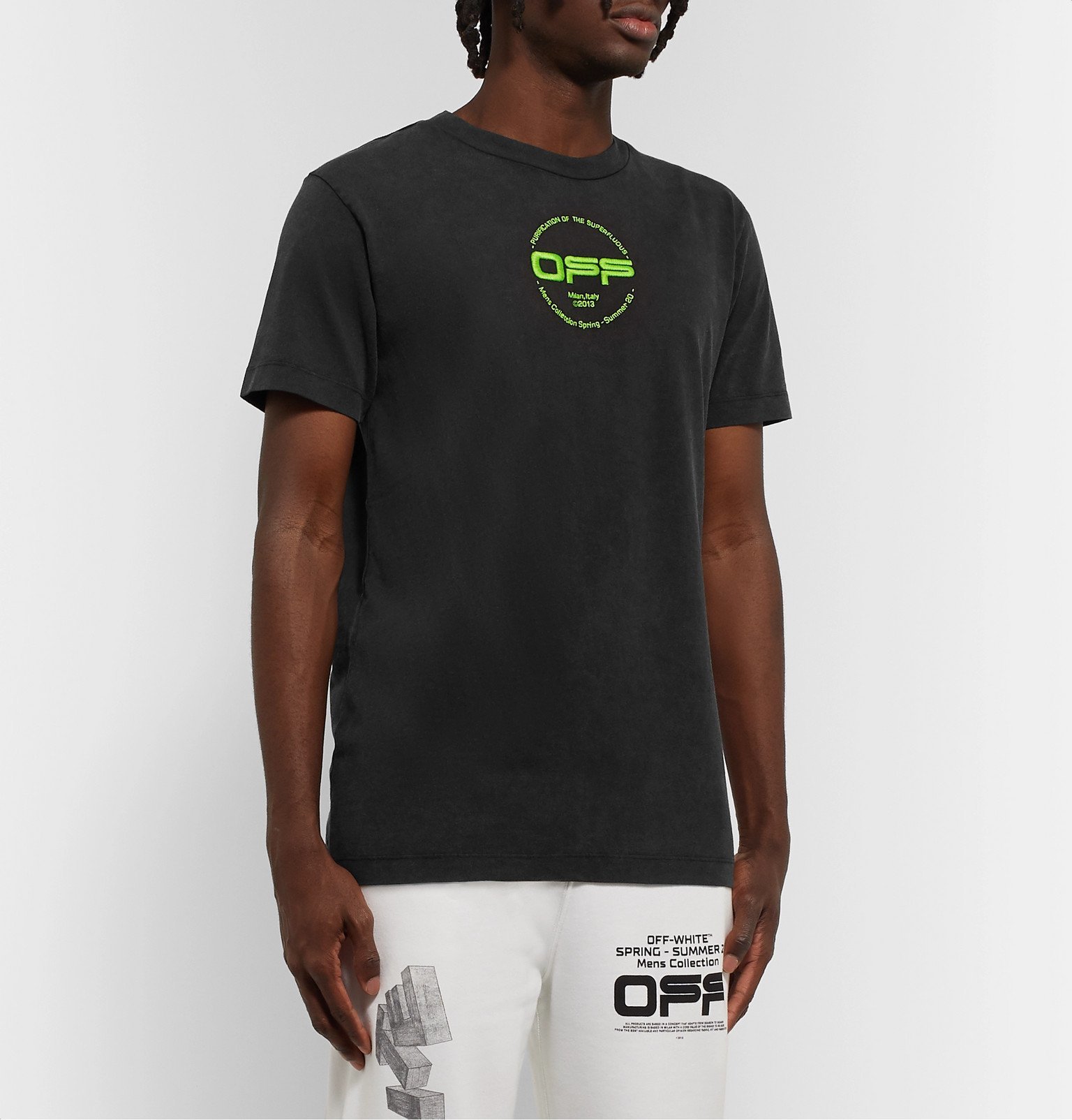 off white embroidered logo t shirt