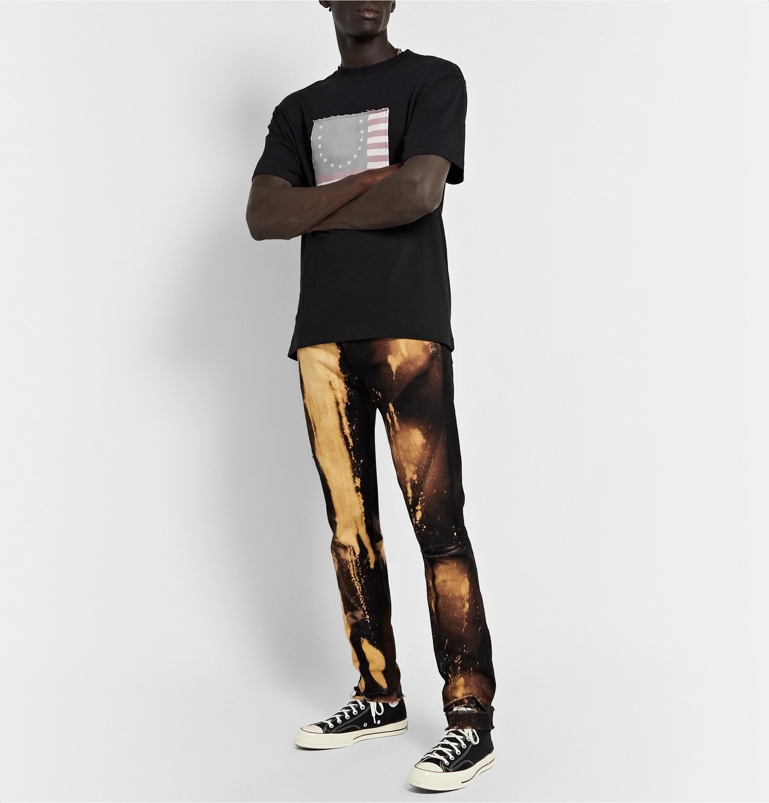 424 Distressed Bleached Denim Jeans Black 424