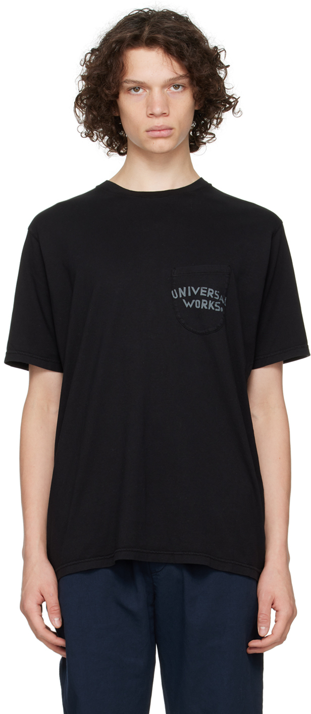 Universal Works Black Print Pocket T-Shirt Universal Works