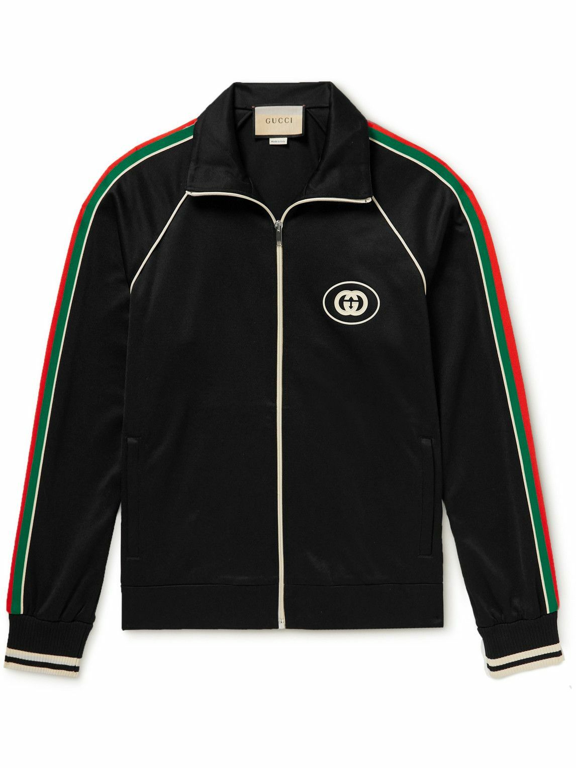 GUCCI - Logo-Appliquéd Striped Tech-Jersey Track Jacket - Black Gucci