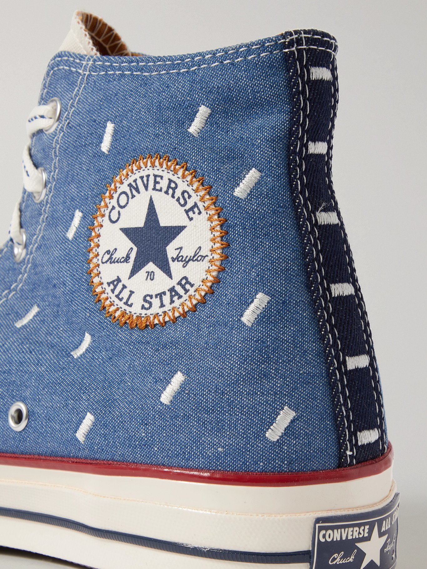 CONVERSE - Chuck 70 Indigo Boro Embroidered Denim and Canvas High-Top  Sneakers - Blue Converse