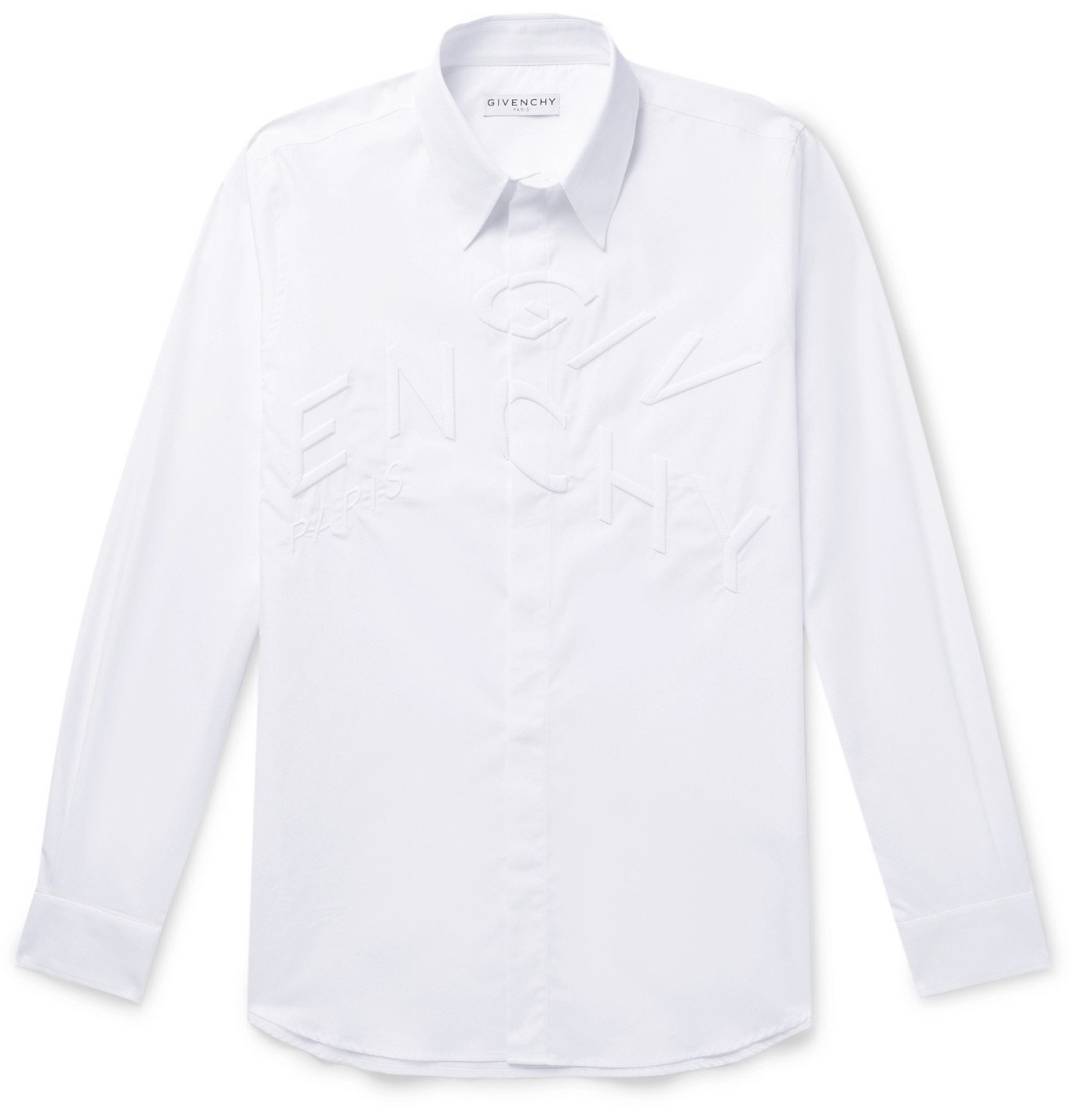 GIVENCHY - Logo-Embroidered Cotton-Poplin Shirt - White Givenchy