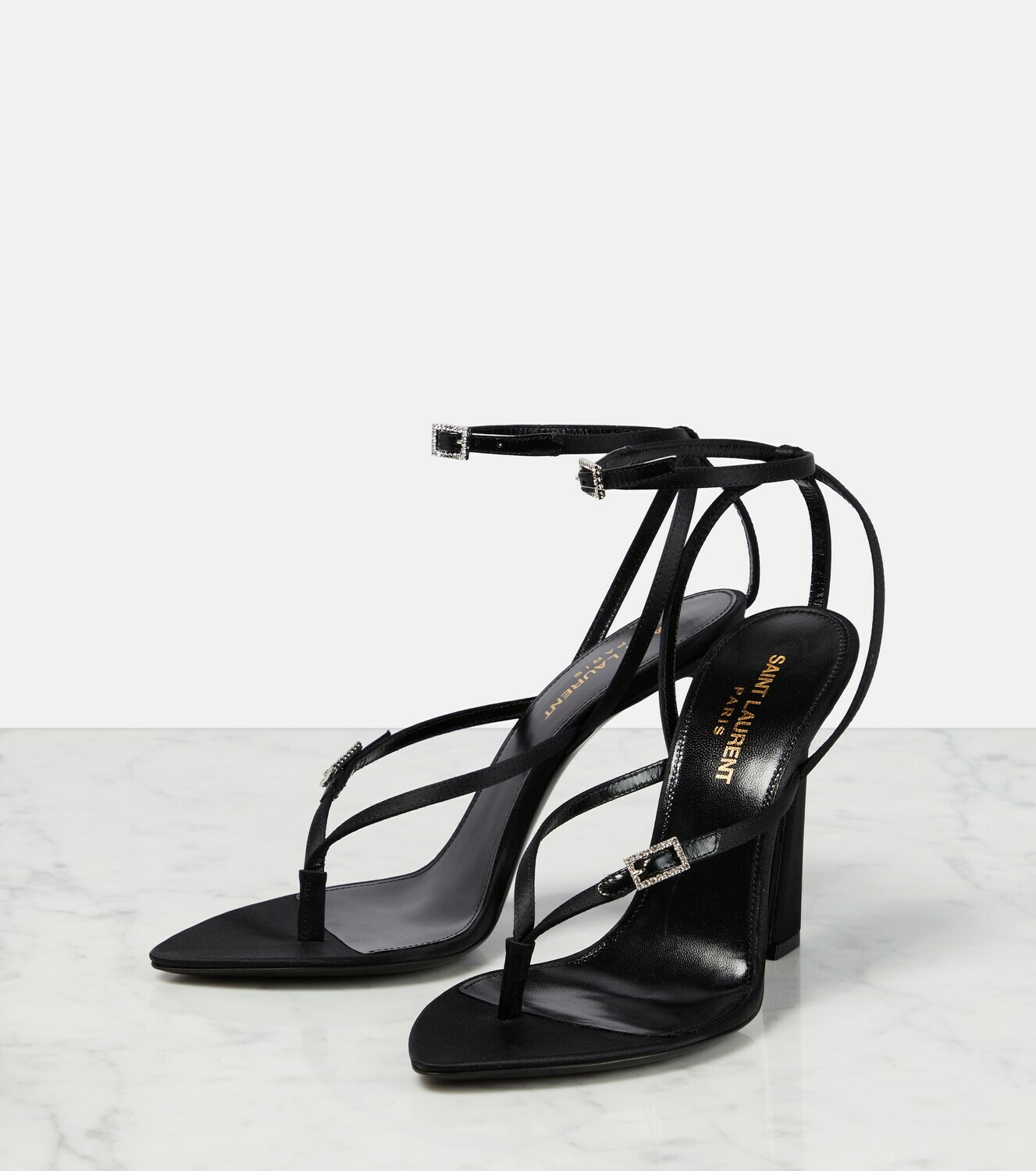 Saint Laurent - Nadja embellished satin sandals Saint Laurent