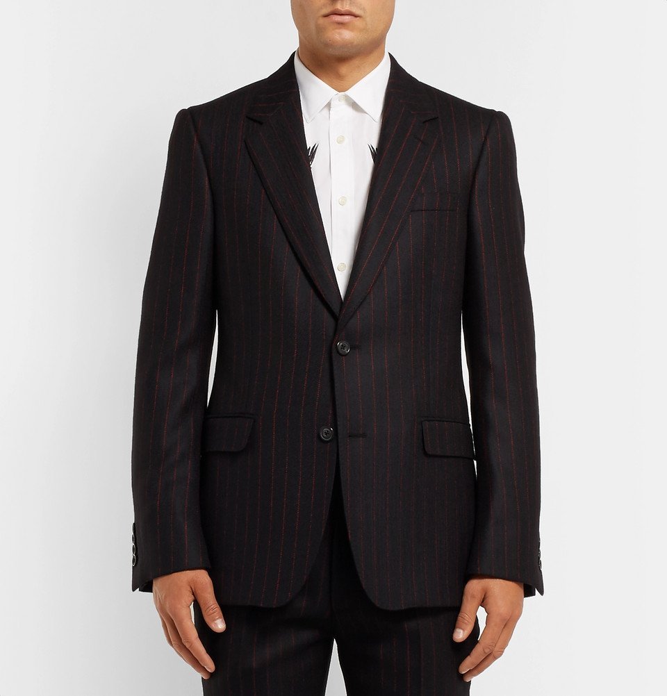 Alexander McQueen - Black Slim-Fit Pinstriped Wool-Twill Suit Jacket ...