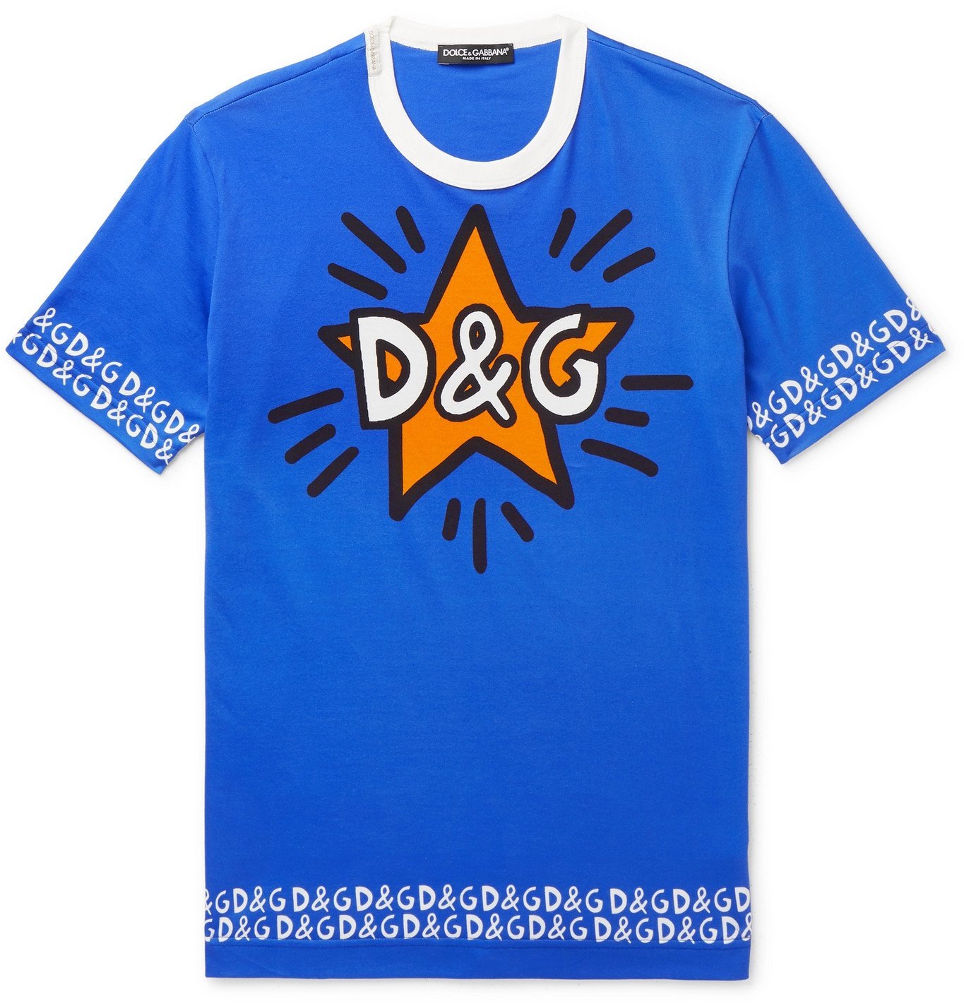 Dolce & Gabbana FUGIA Crew Neck Stretch Cotton T-Shirt Light Blue