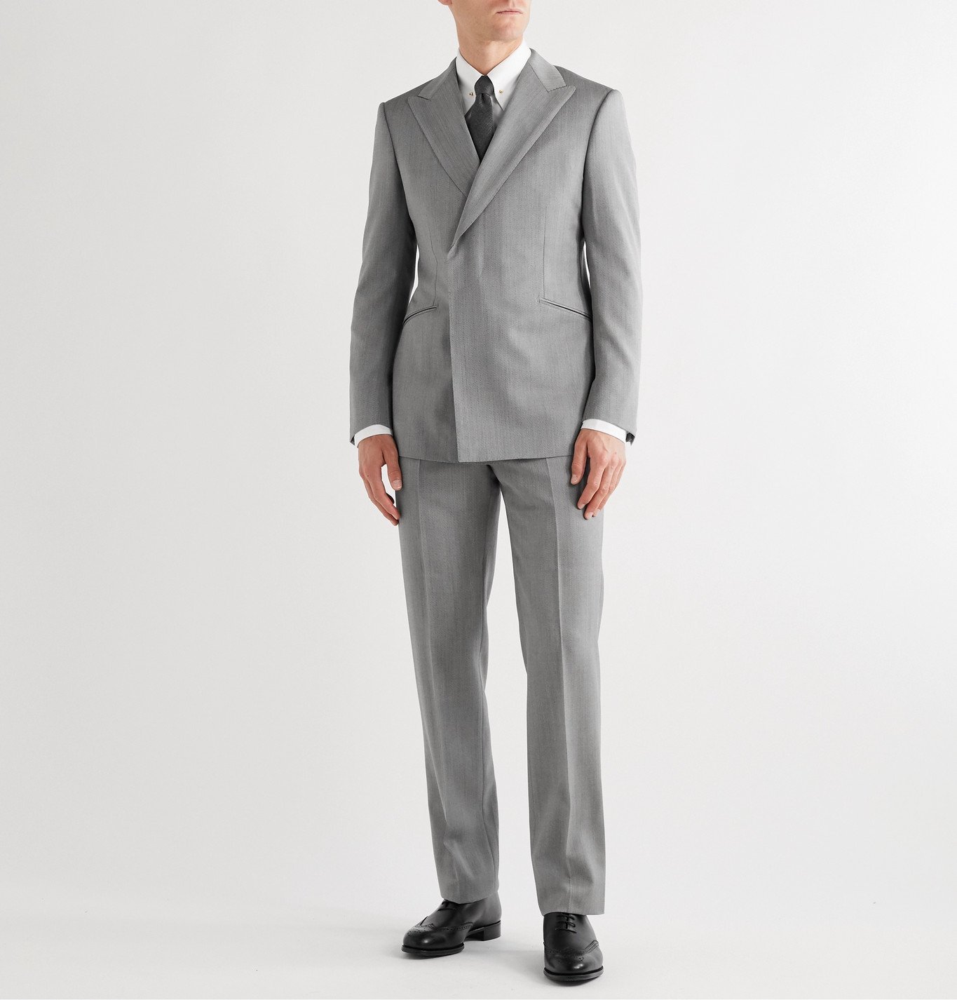 Kingsman - Conrad Slim-Fit Herringbone Wool Suit Trousers - Gray Kingsman