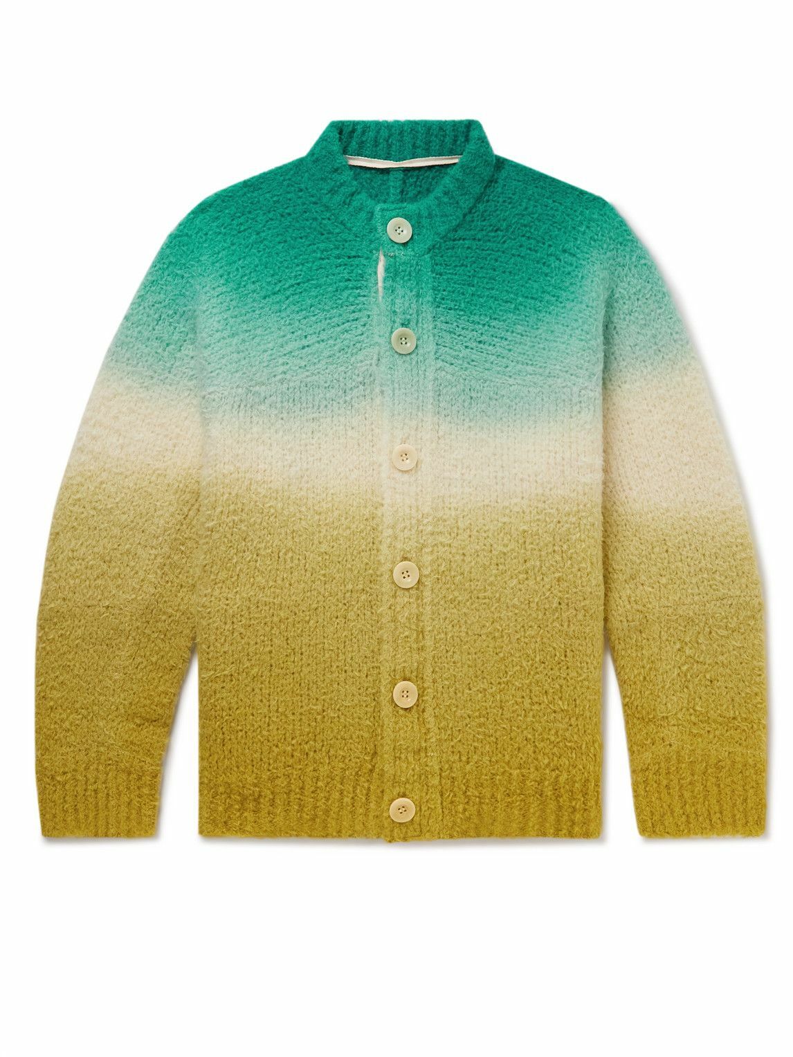 Sacai - Dip-Dyed Wool-Blend Bouclé Cardigan - Green Sacai