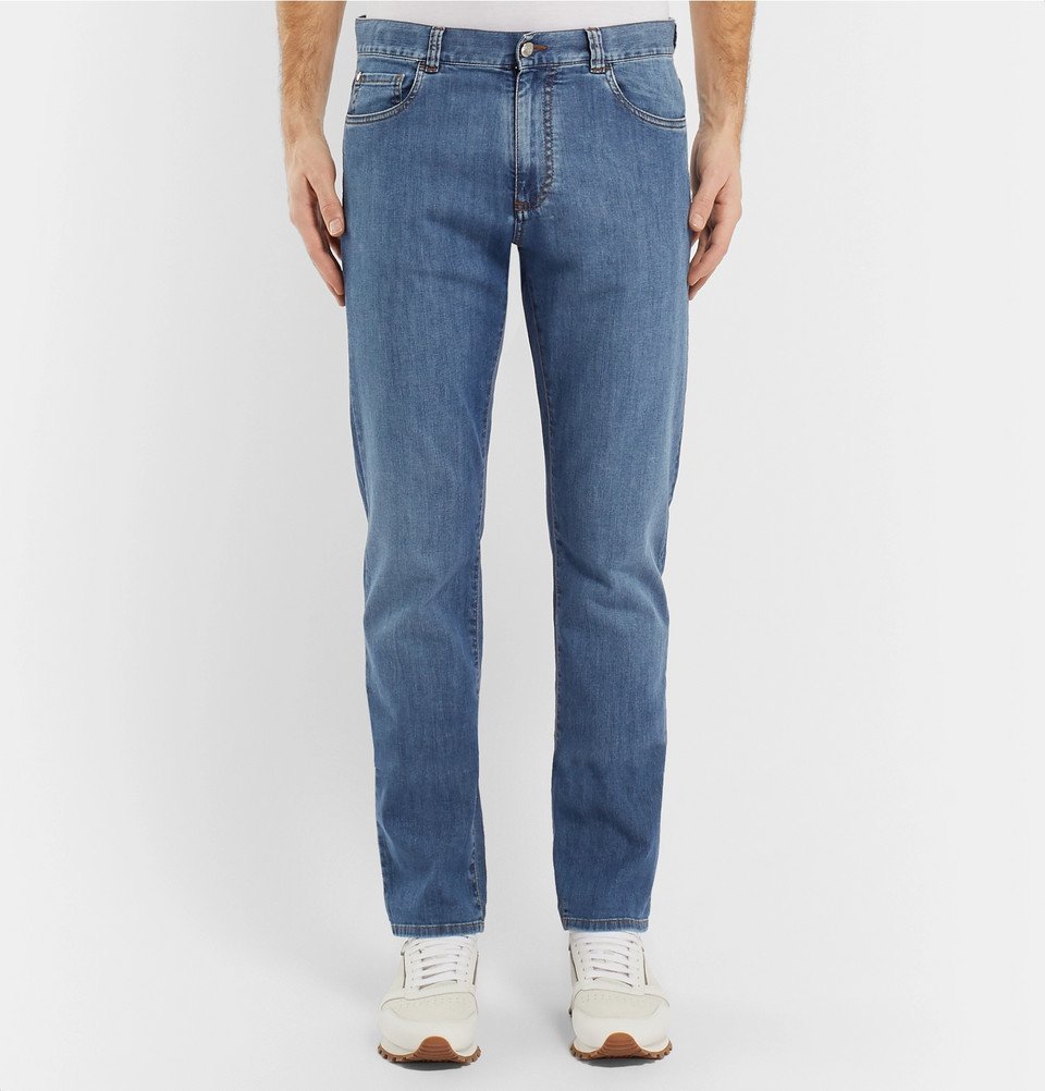 Canali - Slim-Fit Stretch-Denim Jeans - Men - Light blue Canali