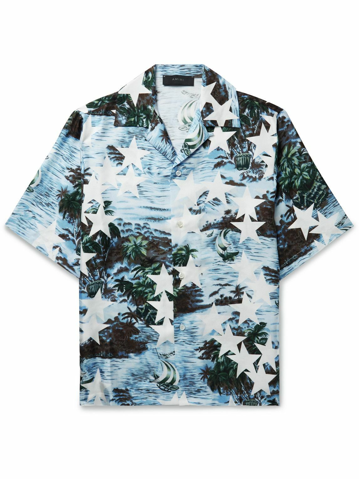 AMIRI - Convertible-Collar Printed Silk-Twill Shirt - Blue Amiri