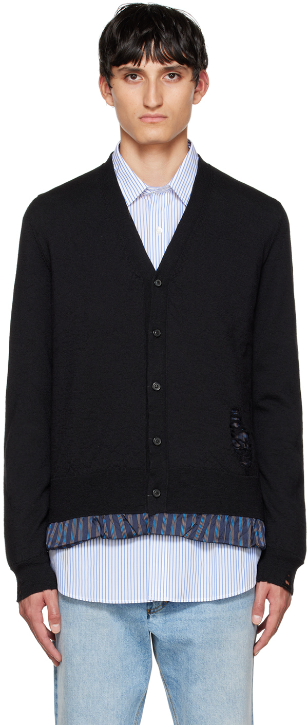 Maison Margiela Black Distressed Cardigan Maison Margiela