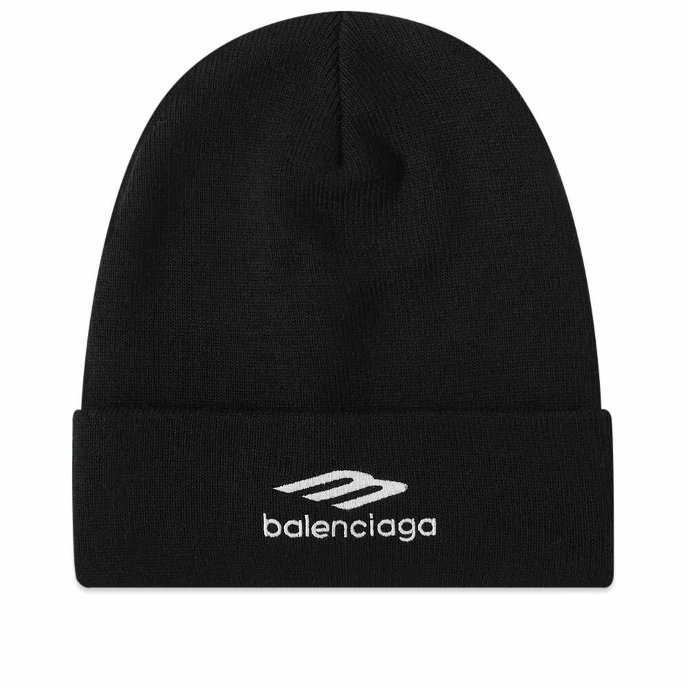 Balenciaga Men's Sports Logo Beanie in Black/White Balenciaga