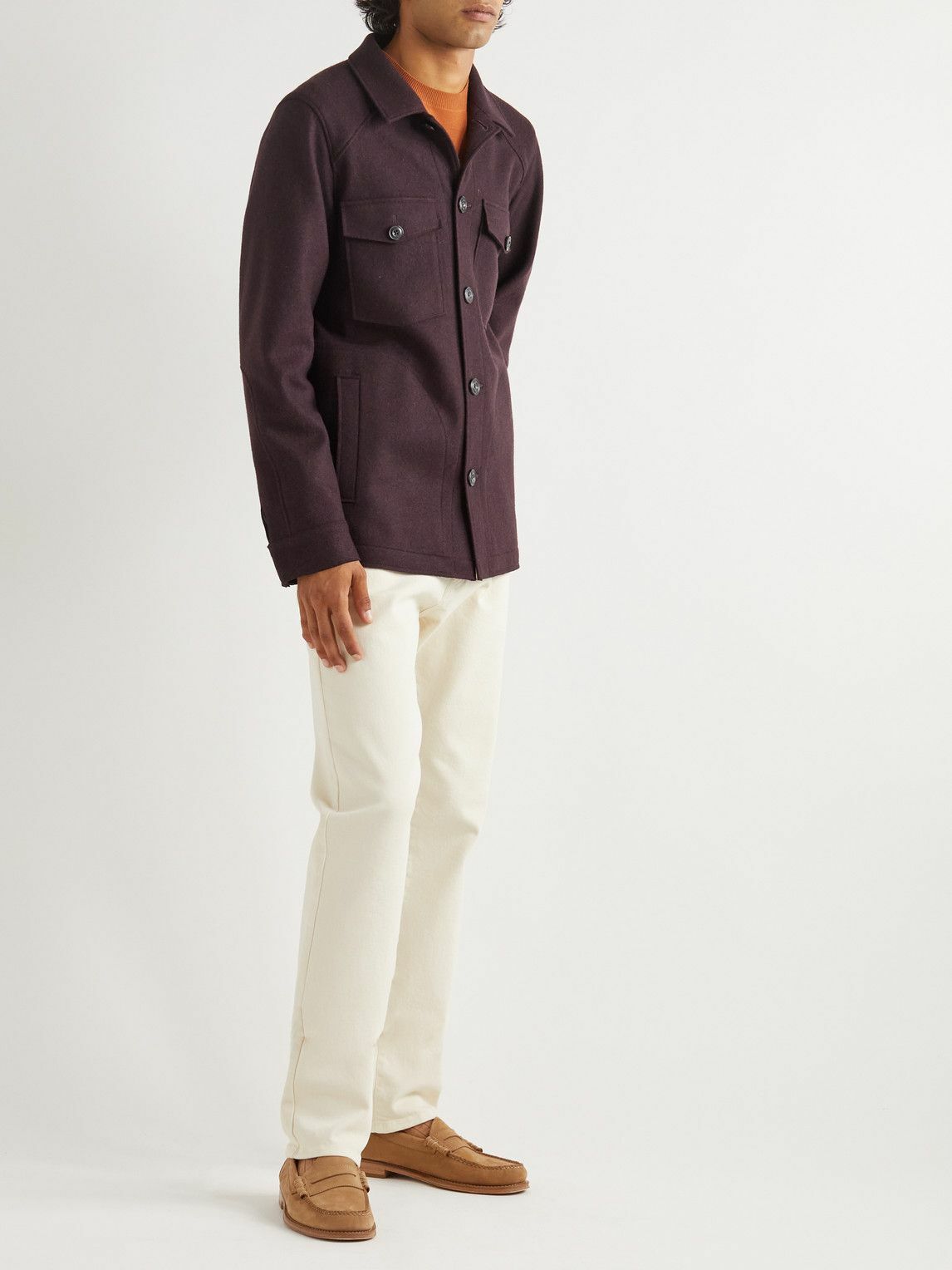 Altea - Wool-Blend Overshirt - Burgundy Altea