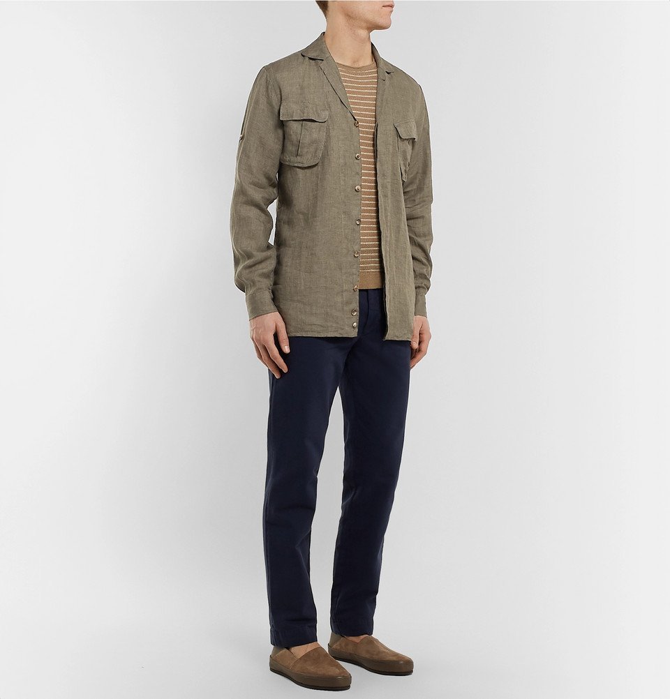 Lardini - Camp-Collar Linen Shirt - Men - Green Lardini