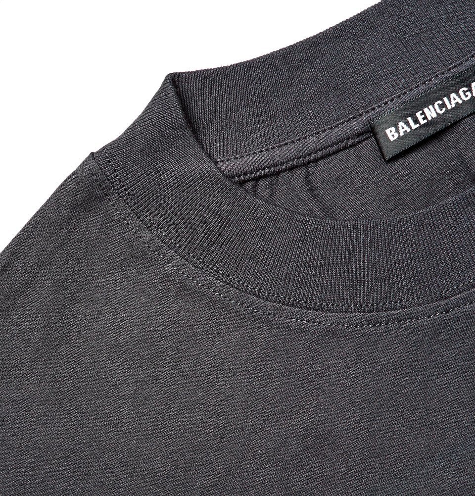 Balenciaga - Oversized Printed Cotton-Jersey T-Shirt - Men - Black ...