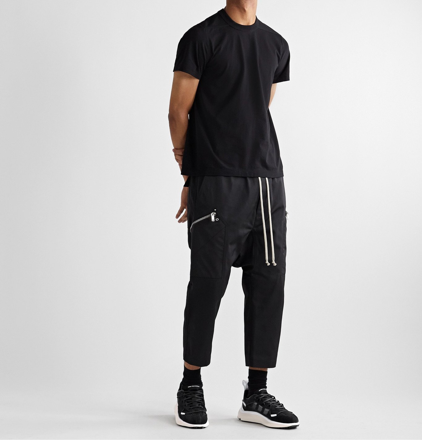Y-3 - Shiku Run Leather and Suede-Trimmed Mesh Sneakers - Black Y-3