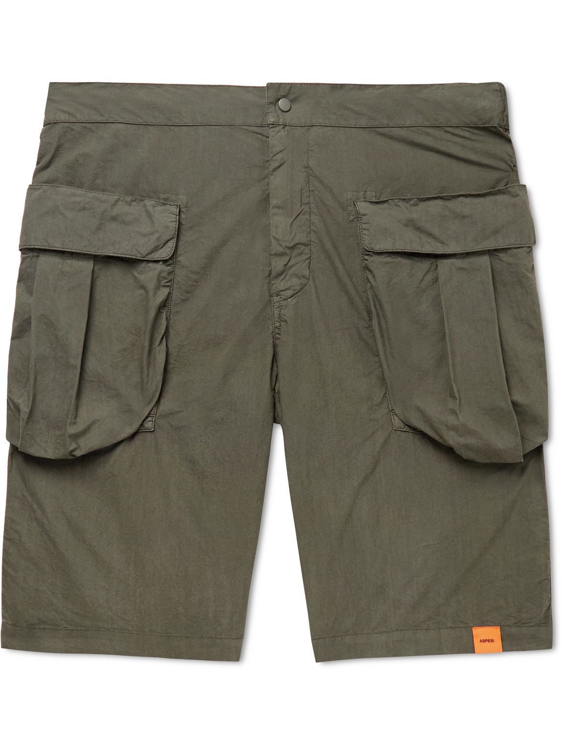 Aspesi StraightLeg CottonPoplin Cargo Shorts Green Aspesi