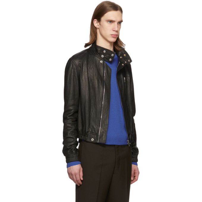 Rick Owens Black Leather IES Bomber Jacket Rick Owens