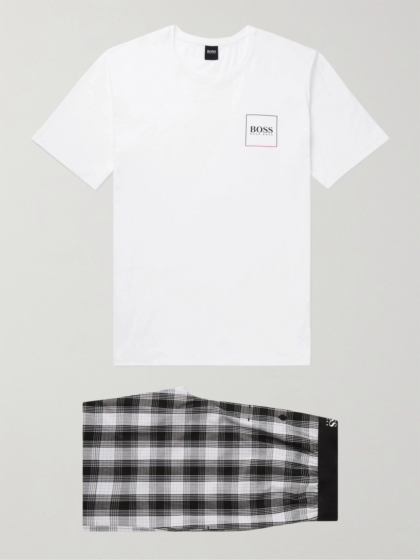 Pyjama Hugo Boss Homme - 100% Coton, Coupe Regular, Logo Imprimé - Ensemble Haut Et Pantalon élastiqué