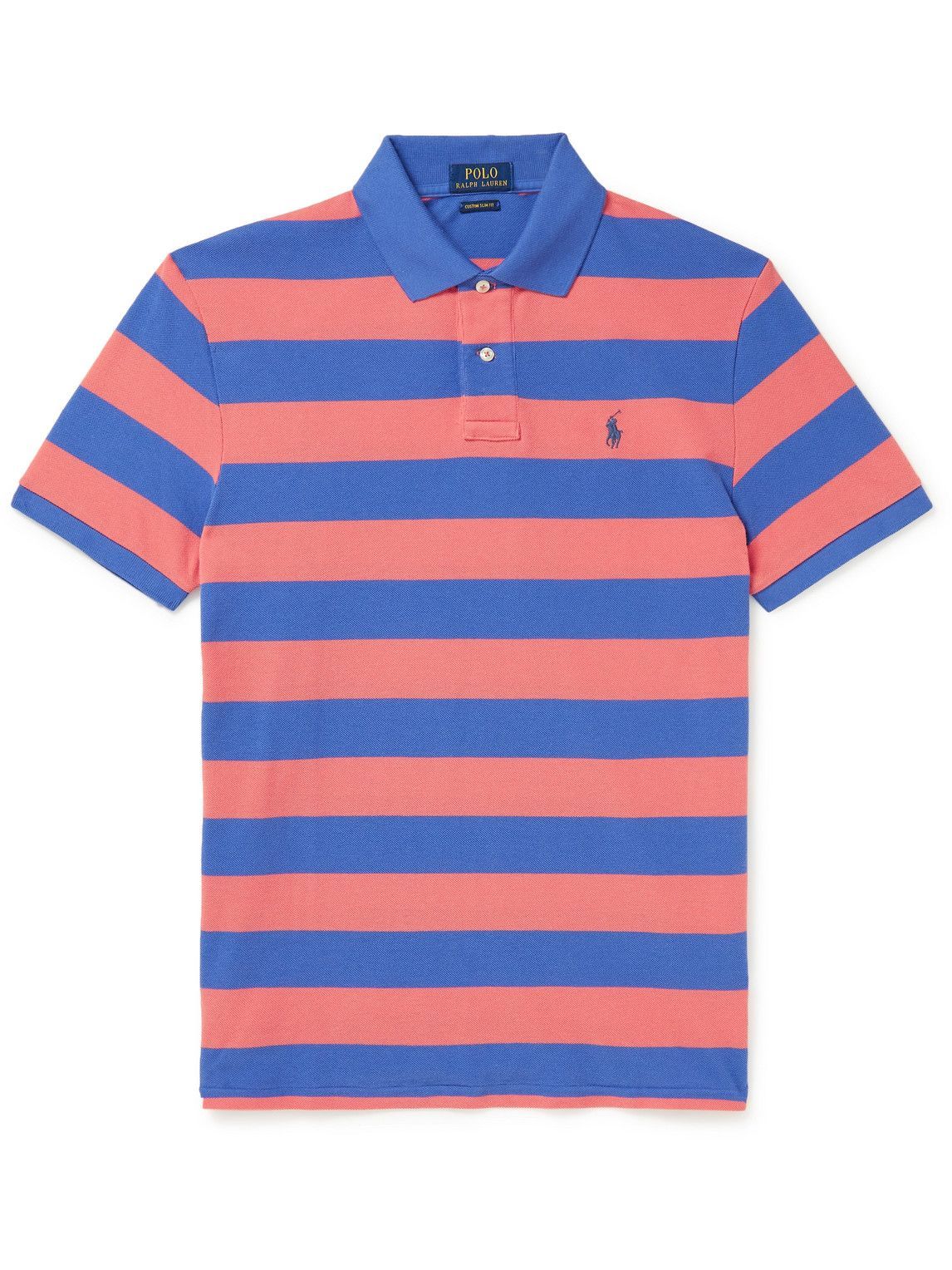Polo Ralph Lauren - Slim-Fit Logo-Embroidered Striped Cotton-Piqué Polo Shirt - Orange