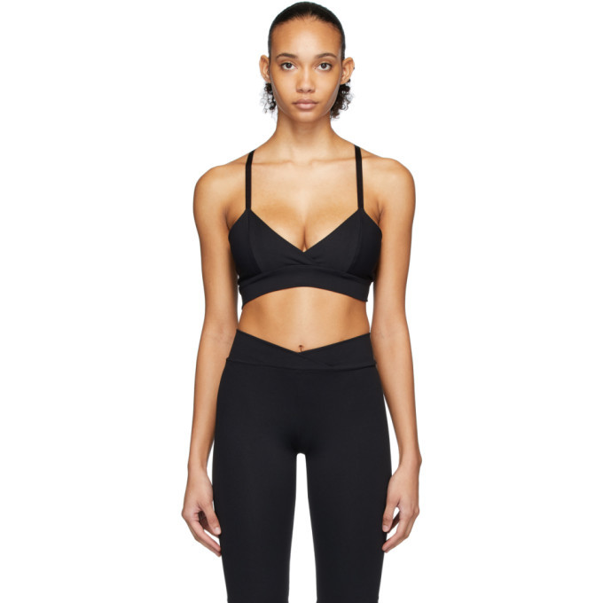 black v neck sports bra