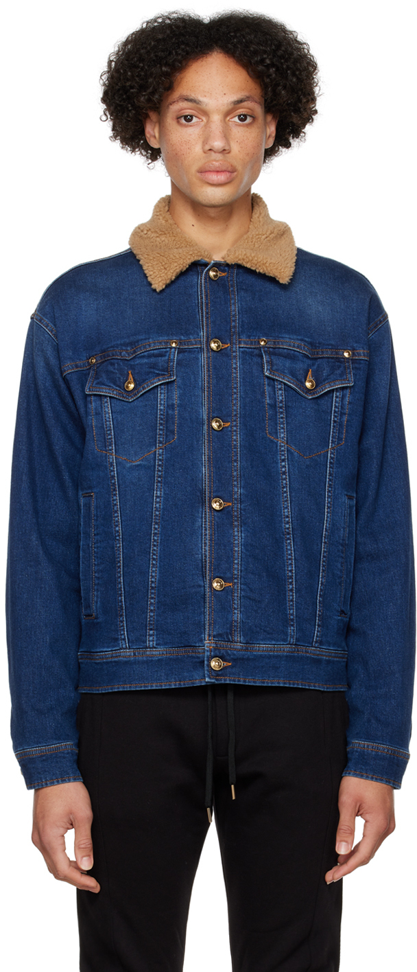 Versace Jeans Couture Blue Piece Number Denim Jacket Versace