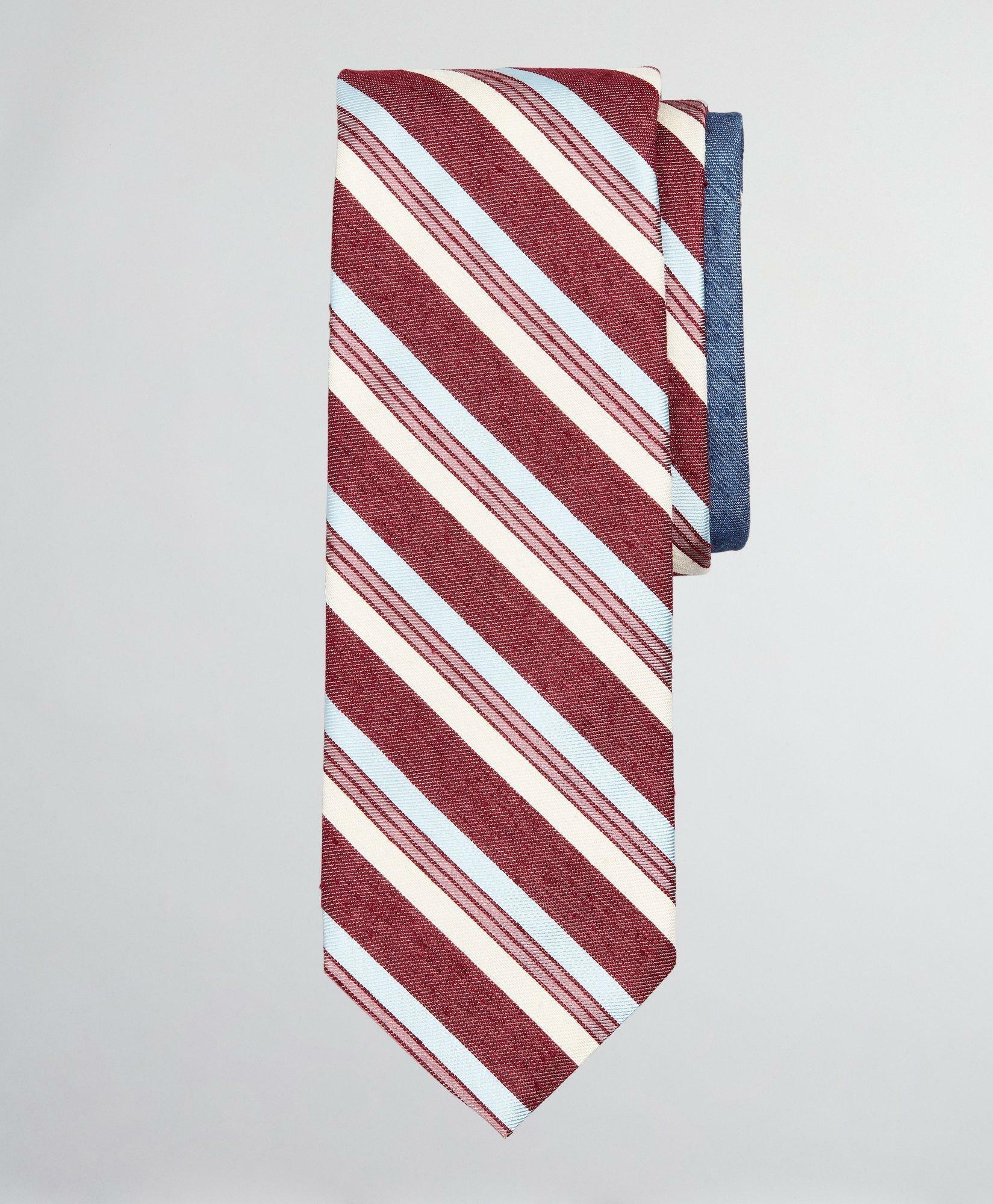 Photo: Brooks Brothers Men's Silk and Linen Textured Variegated Stripe and Dot Tie