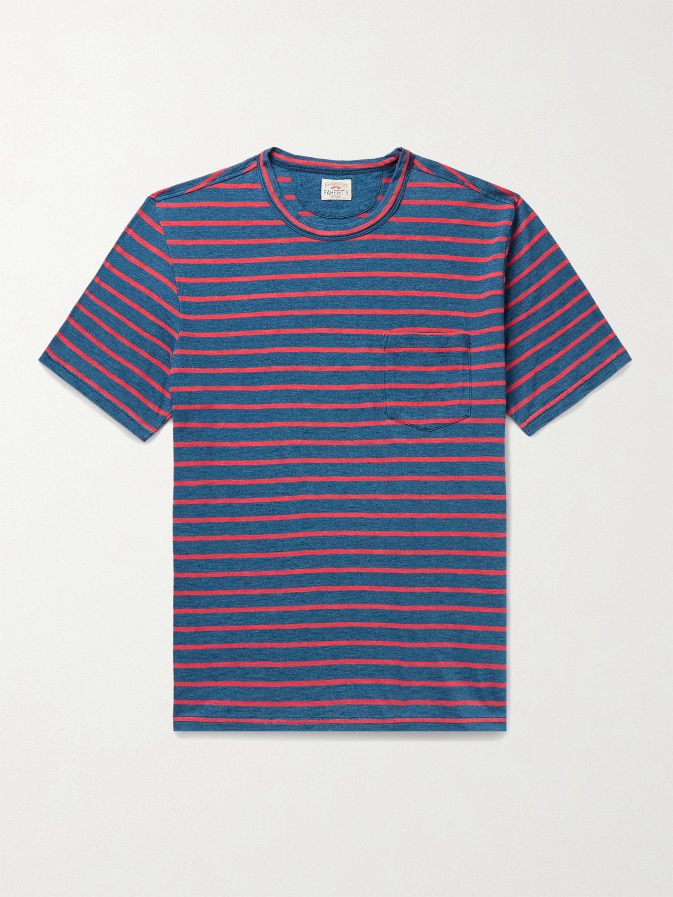 Faherty - Striped Cotton-Jersey T-Shirt - Blue Faherty