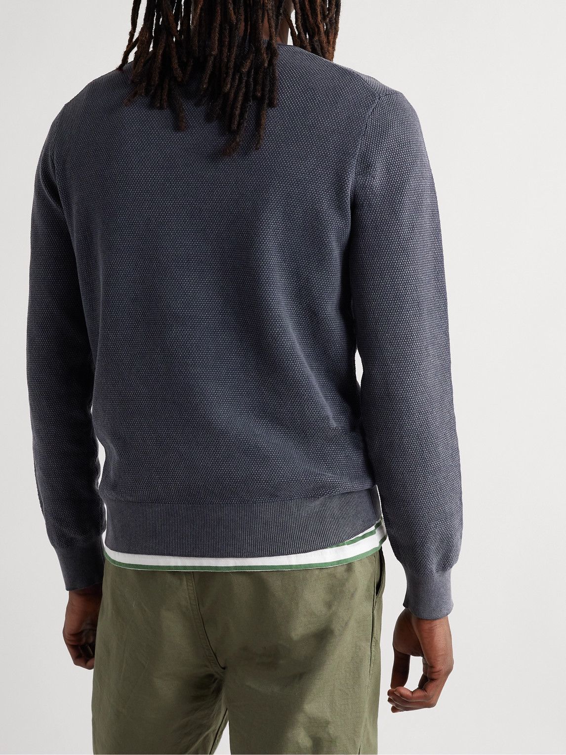 Faherty - Montego Sunwashed Organic Cotton-Blend Sweater - Blue Faherty