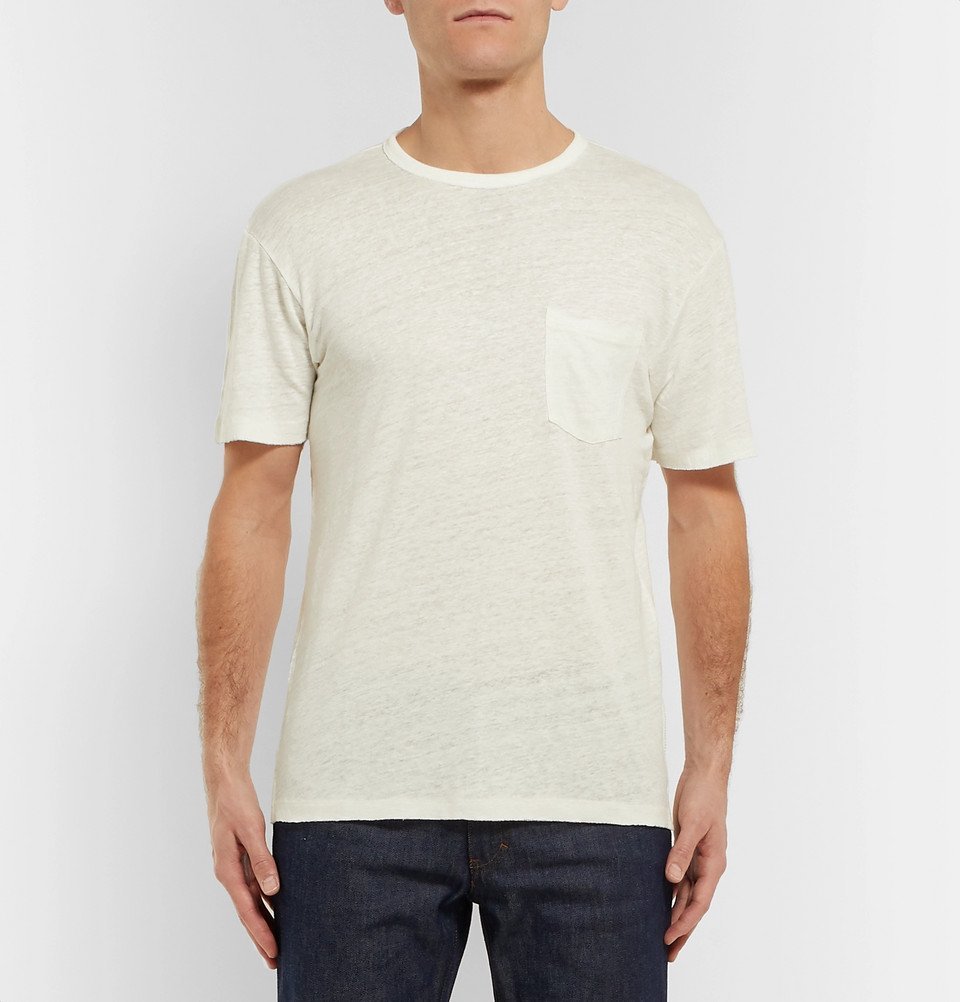 rag & bone - Owen Distressed Linen T-Shirt - Ivory Rag and Bone