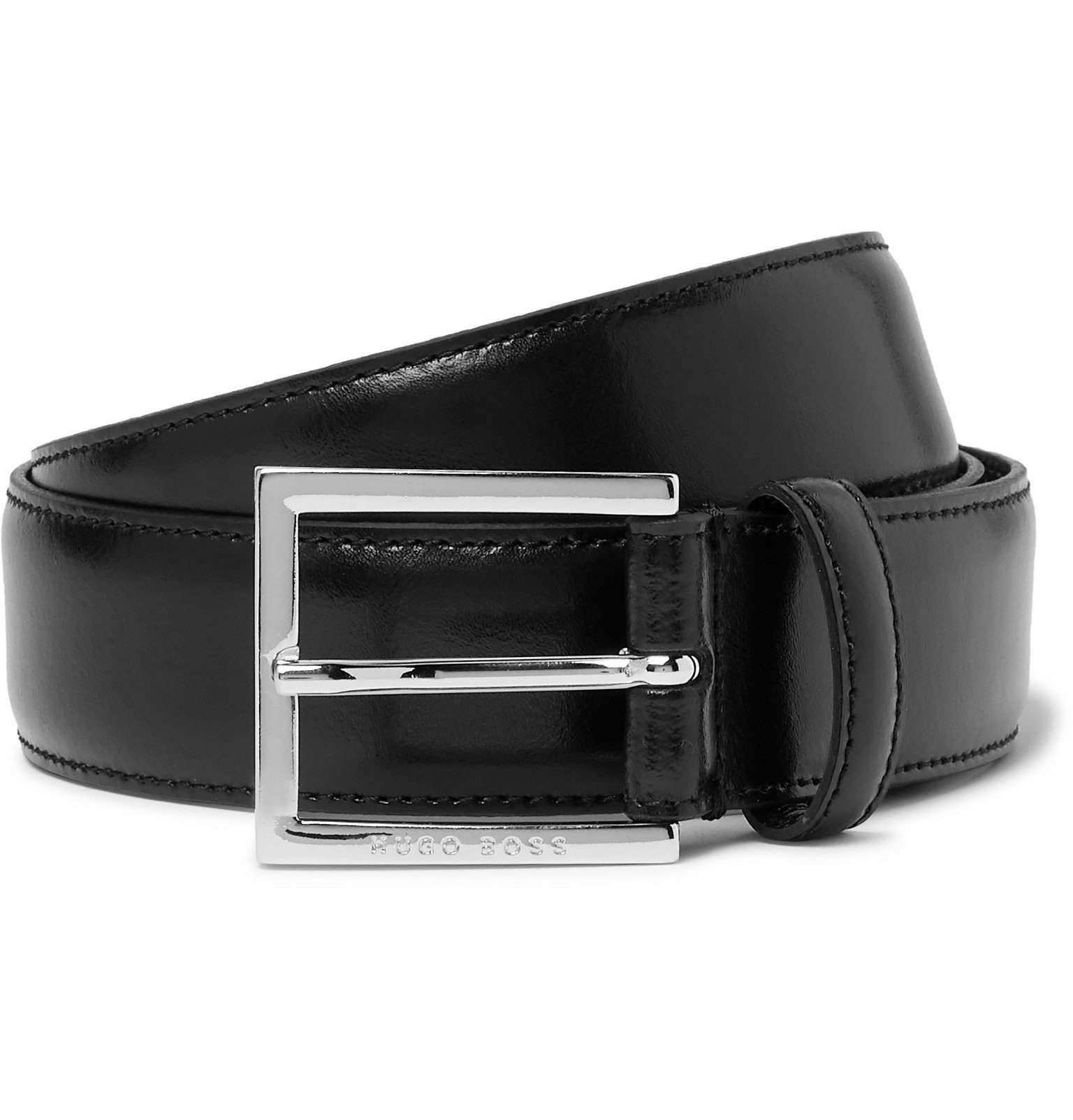 Hugo Boss - 3.5cm Canzino Brown Leather Belt - Black Hugo Boss