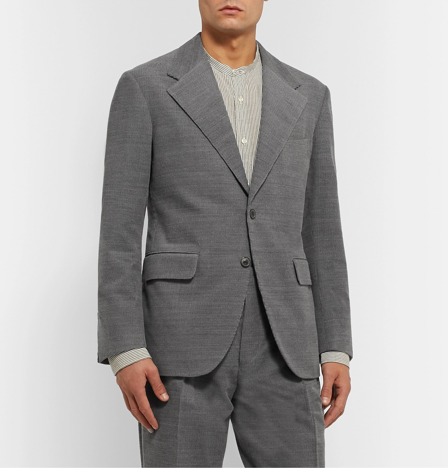 Camoshita - Light-Grey Wool-Blend Corduroy Suit Jacket - Gray Camoshita