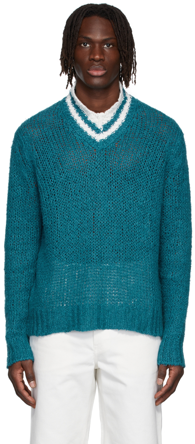 Jil Sander Blue Linen Sweater Jil Sander
