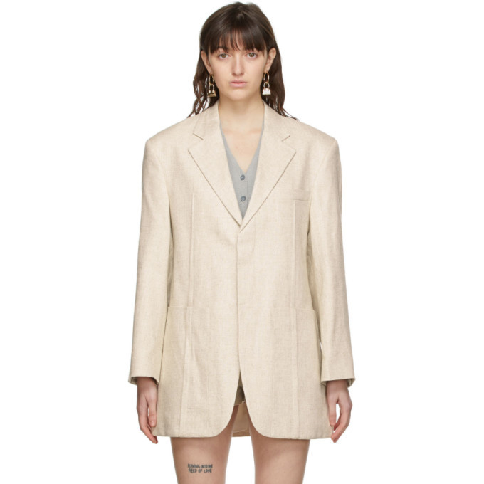 beige linen blazer