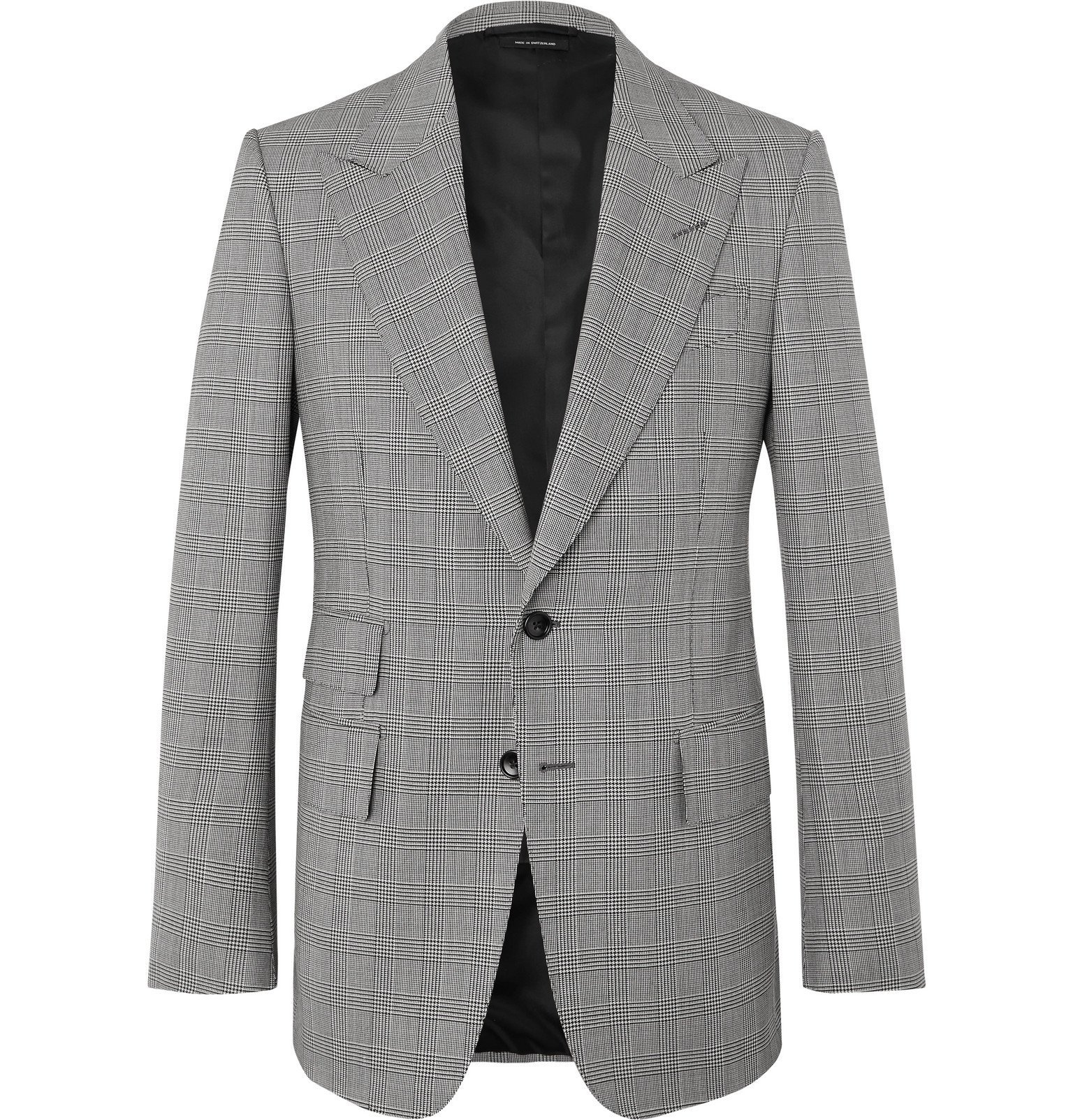 TOM FORD - Shelton Slim-Fit Prince of Wales Checked Wool Suit Jacket ...