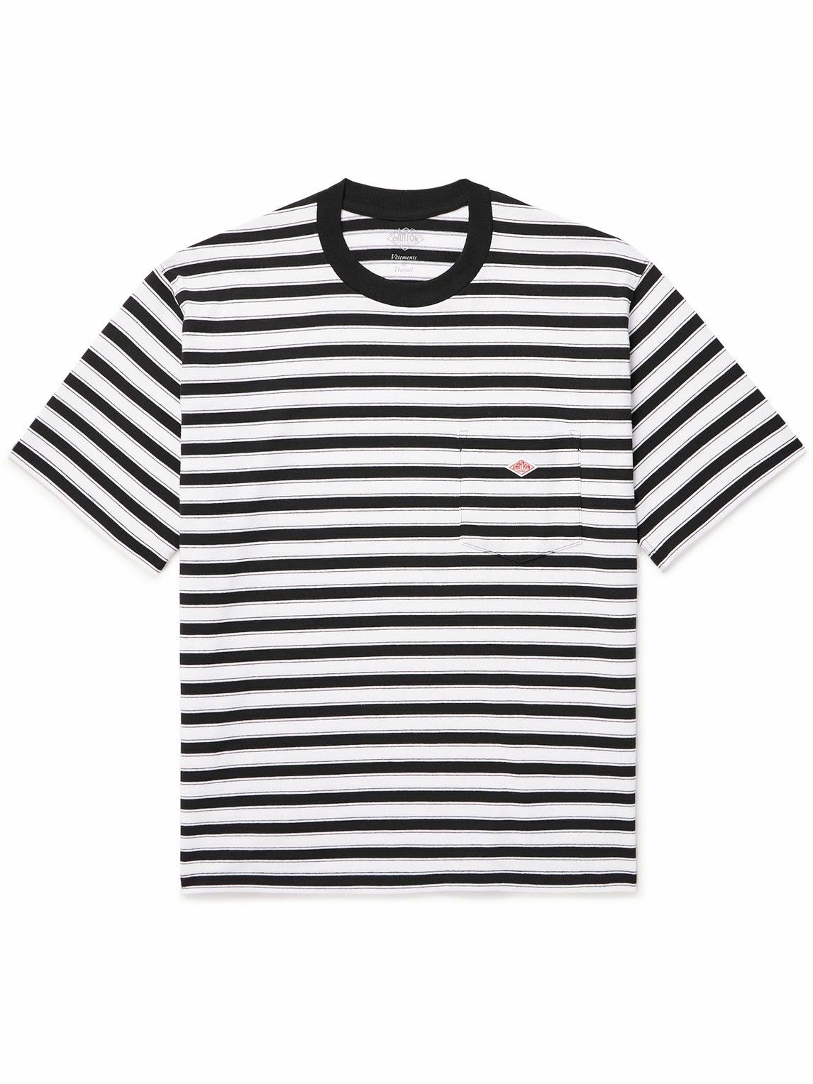 Danton - Logo-Appliquéd Striped Cotton-Blend Jersey T-Shirt - Black Danton