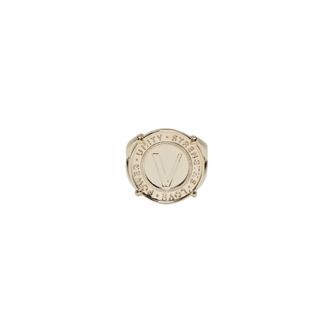 Versace Gold Infinity Medallion Chevalier Ring Versace