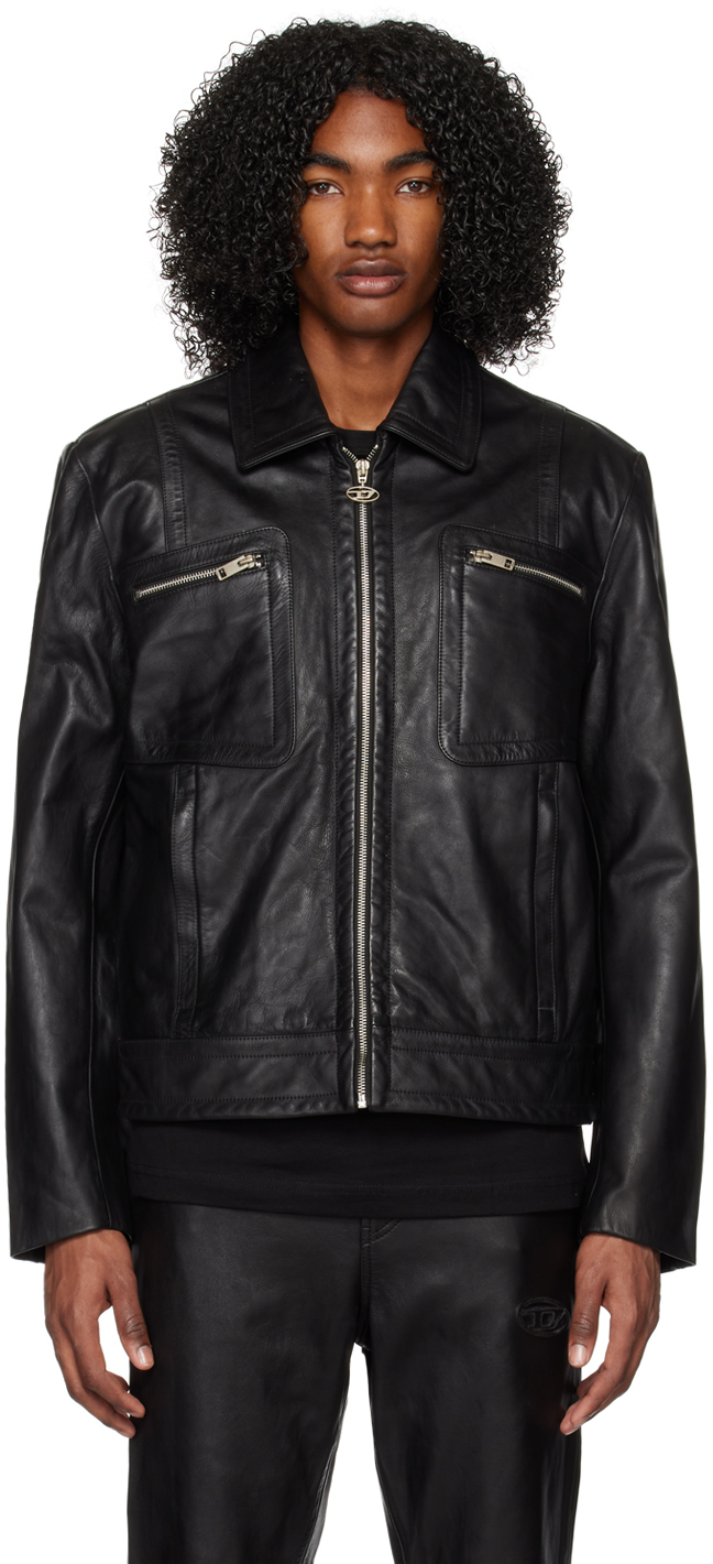 Diesel Black L-Cale Leather Jacket Diesel