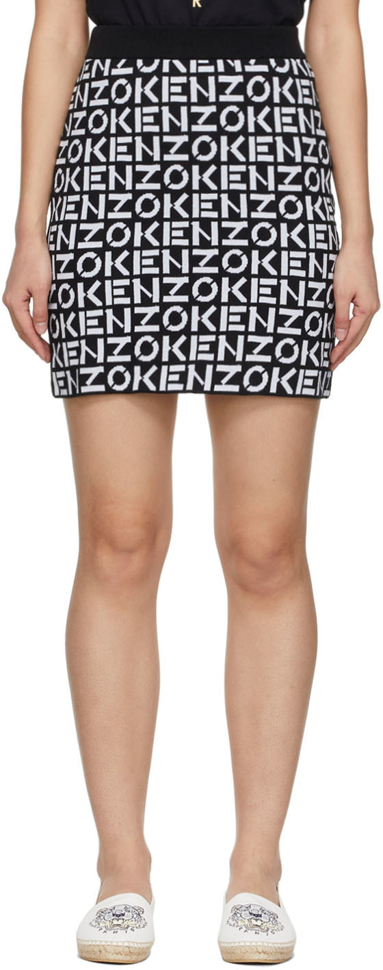 Kenzo Black & White Monogram Mini Skirt Kenzo