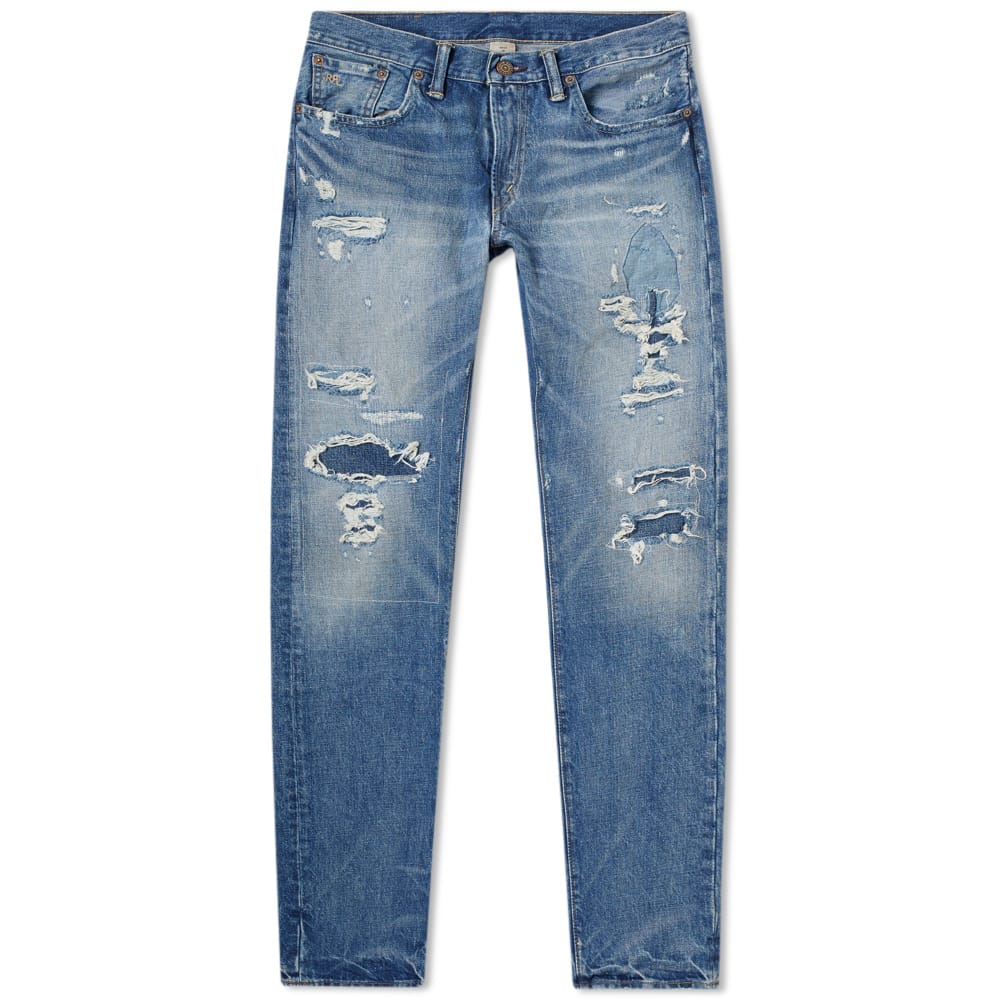 RRL Slim Fit Rip & Repair Washed Jeans RRL by Ralph Lauren