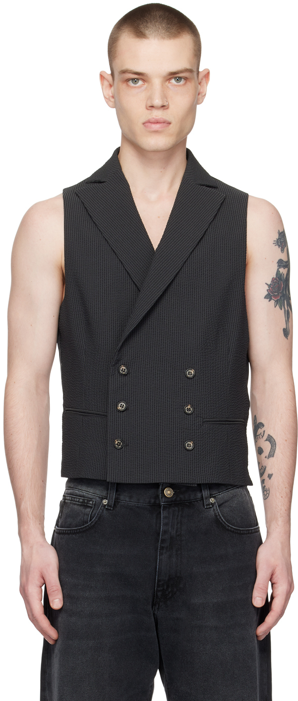 424 Black Double Breasted Vest 424 