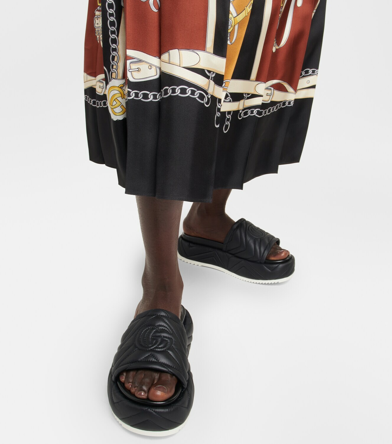 Gucci Angelina quilted satin platform slides Gucci